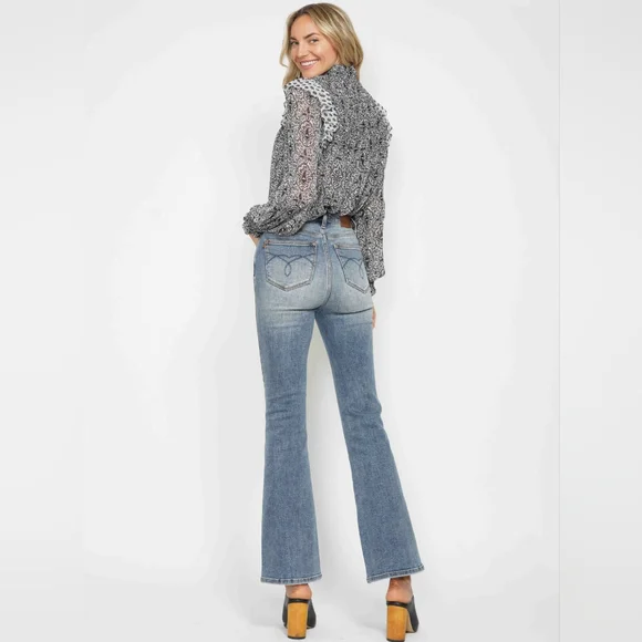 Judy Blue Tummy Control High-Rise Slim Bootcut Regular Inseam Jeans Denim Pants - Picture 5 of 16